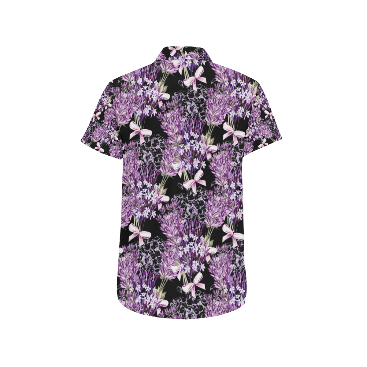 Lavender Pattern Print Design LV06 Men's Short Sleeve Button Up Shirt