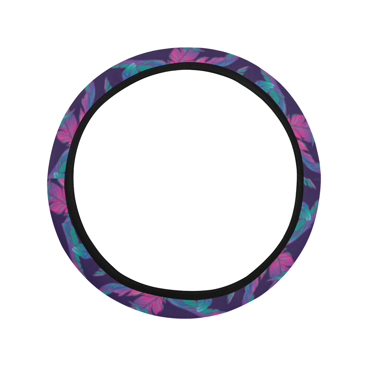 Banana Leaf Pattern Print Design 08 Steering Wheel Cover with Elastic Edge