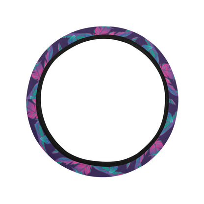 Banana Leaf Pattern Print Design 08 Steering Wheel Cover with Elastic Edge
