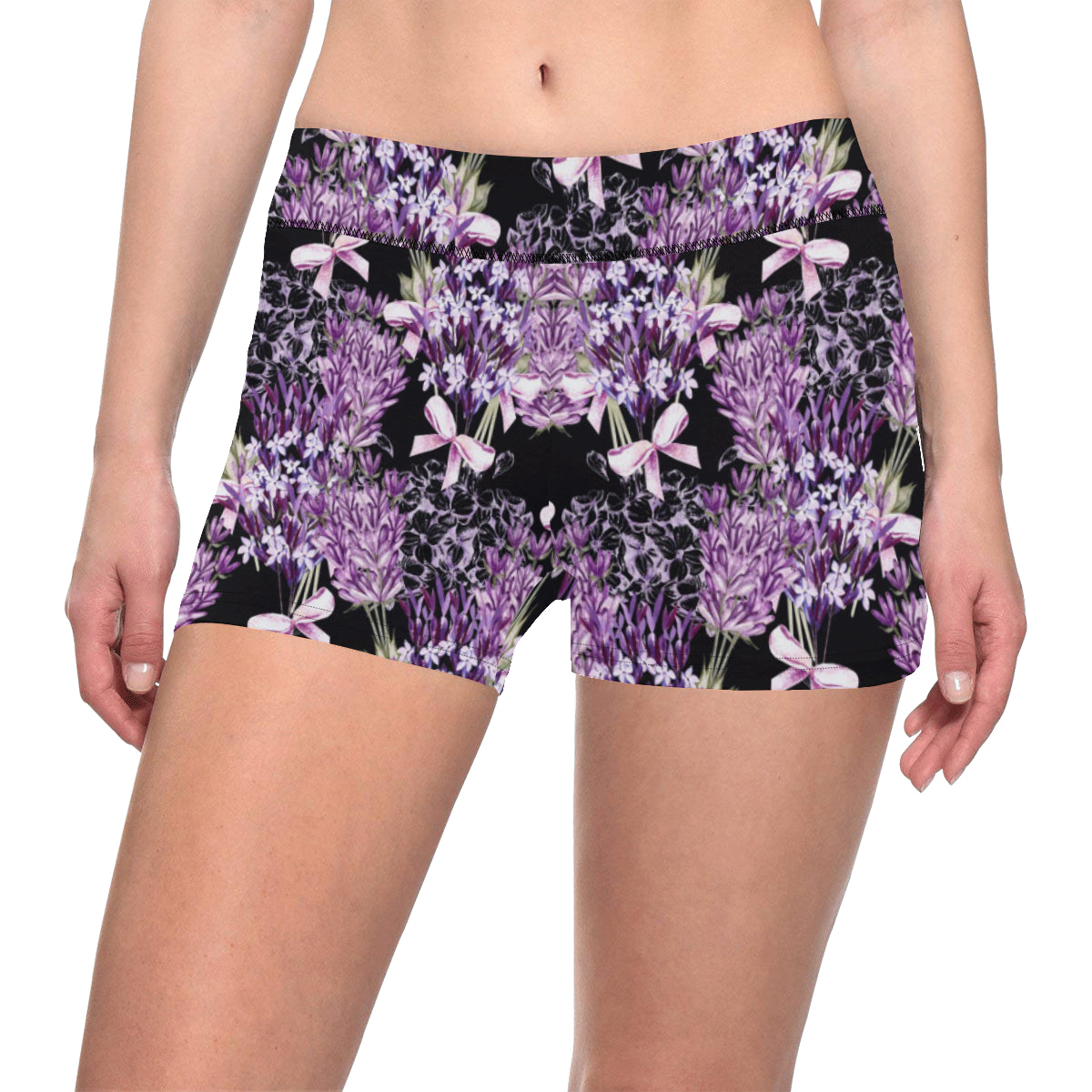 Lavender Pattern Print Design LV06 Yoga Shorts