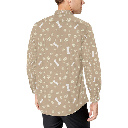 Dog Bone Paw Pattern Print Design 01 Men's Long Sleeve Shirt