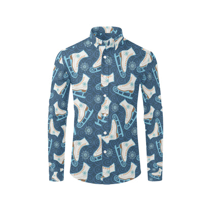 Ice Skate Pattern Print Design 01 Men's Long Sleeve Shirt