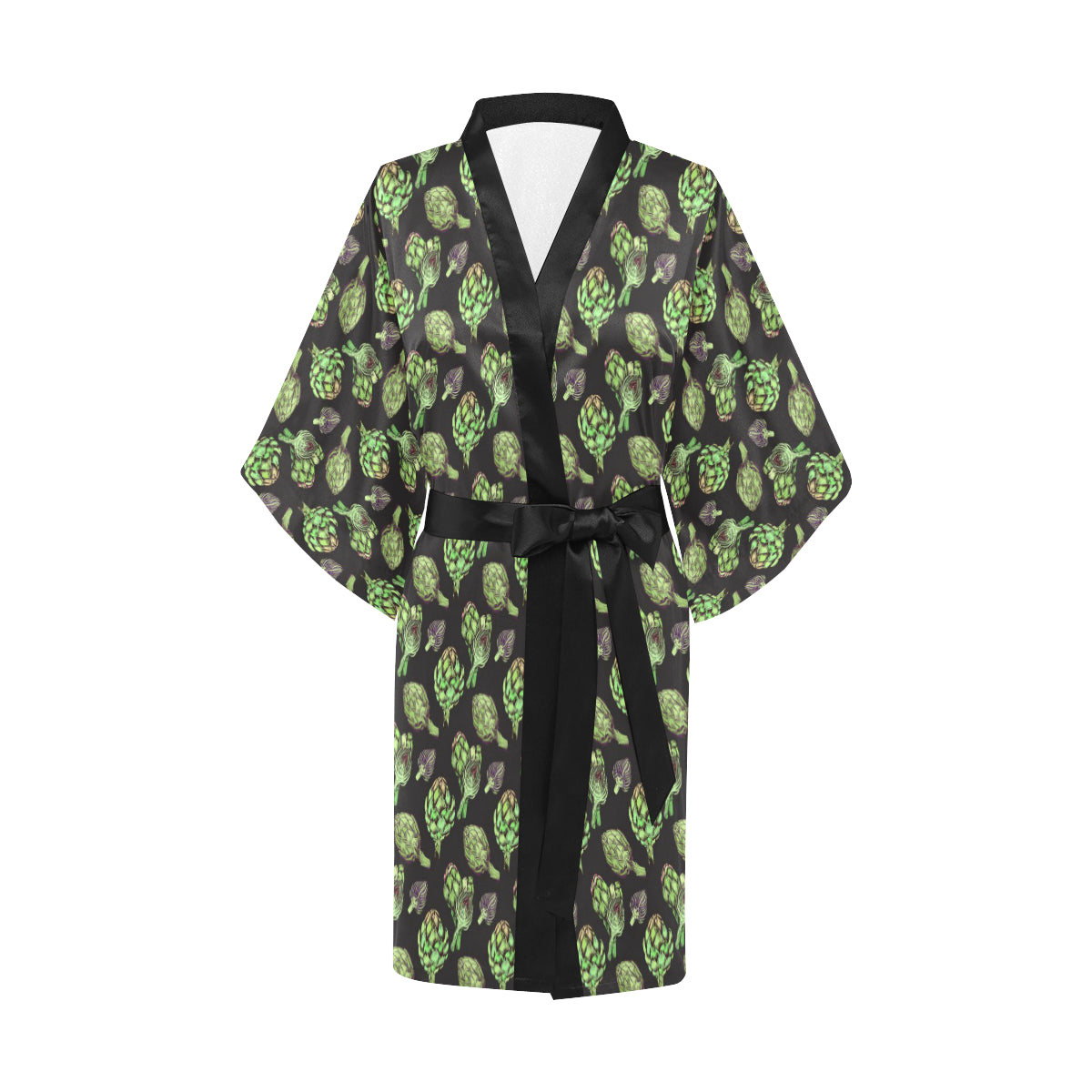 Artichoke Pattern Print Design 02 Women's Short Kimono
