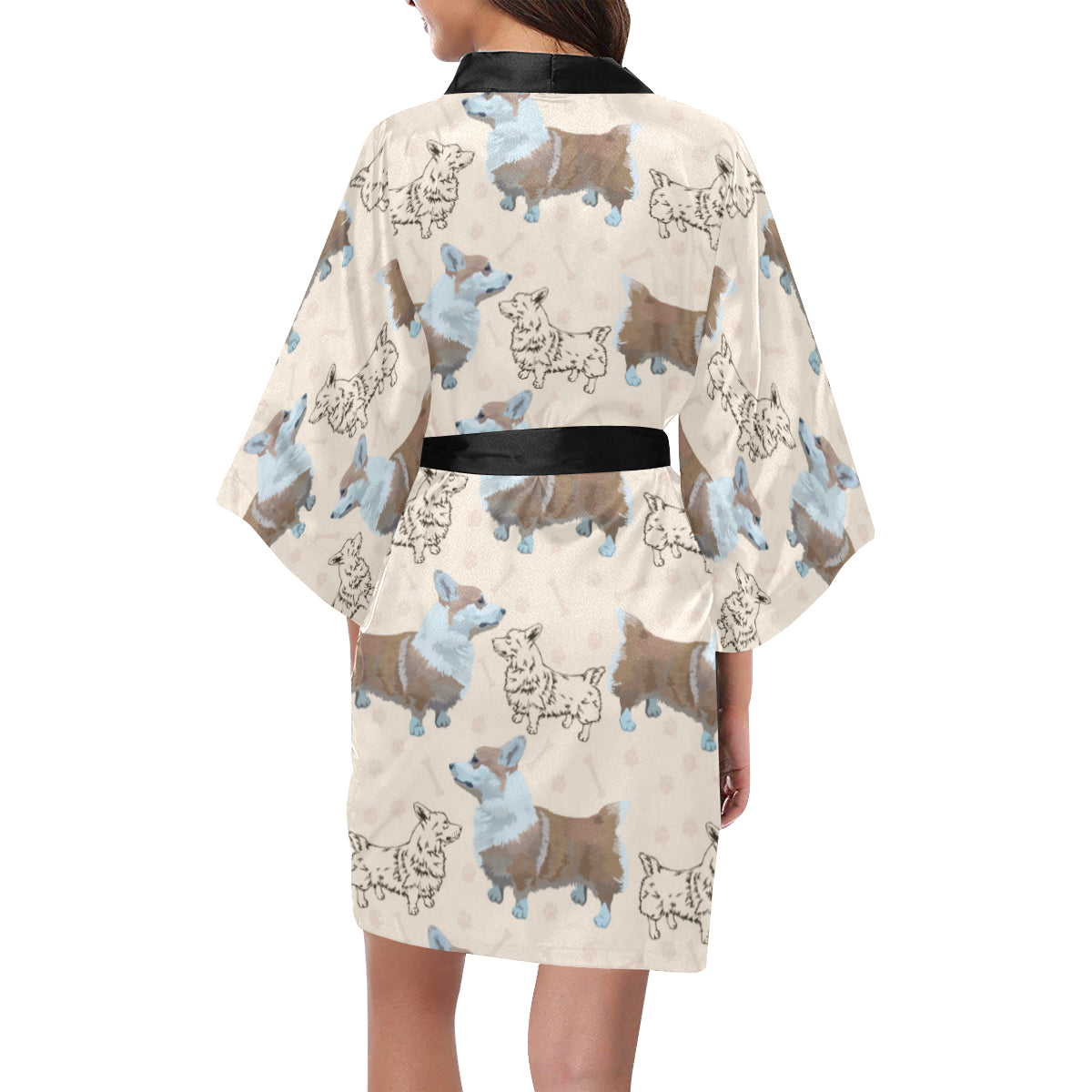 Pembroke Welsh Corgis Pattern Print Design A03 Women's Short Kimono