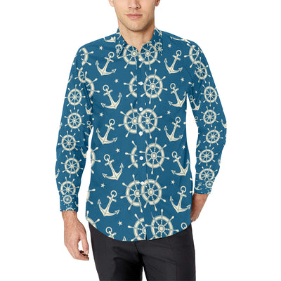 Anchor Pattern Print Design 01 Men's Long Sleeve Shirt