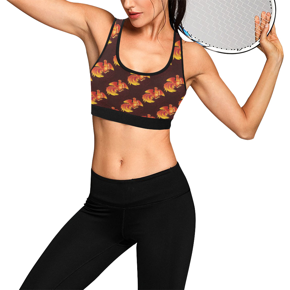 Rooster Pattern Print Design A04 Sports Bra