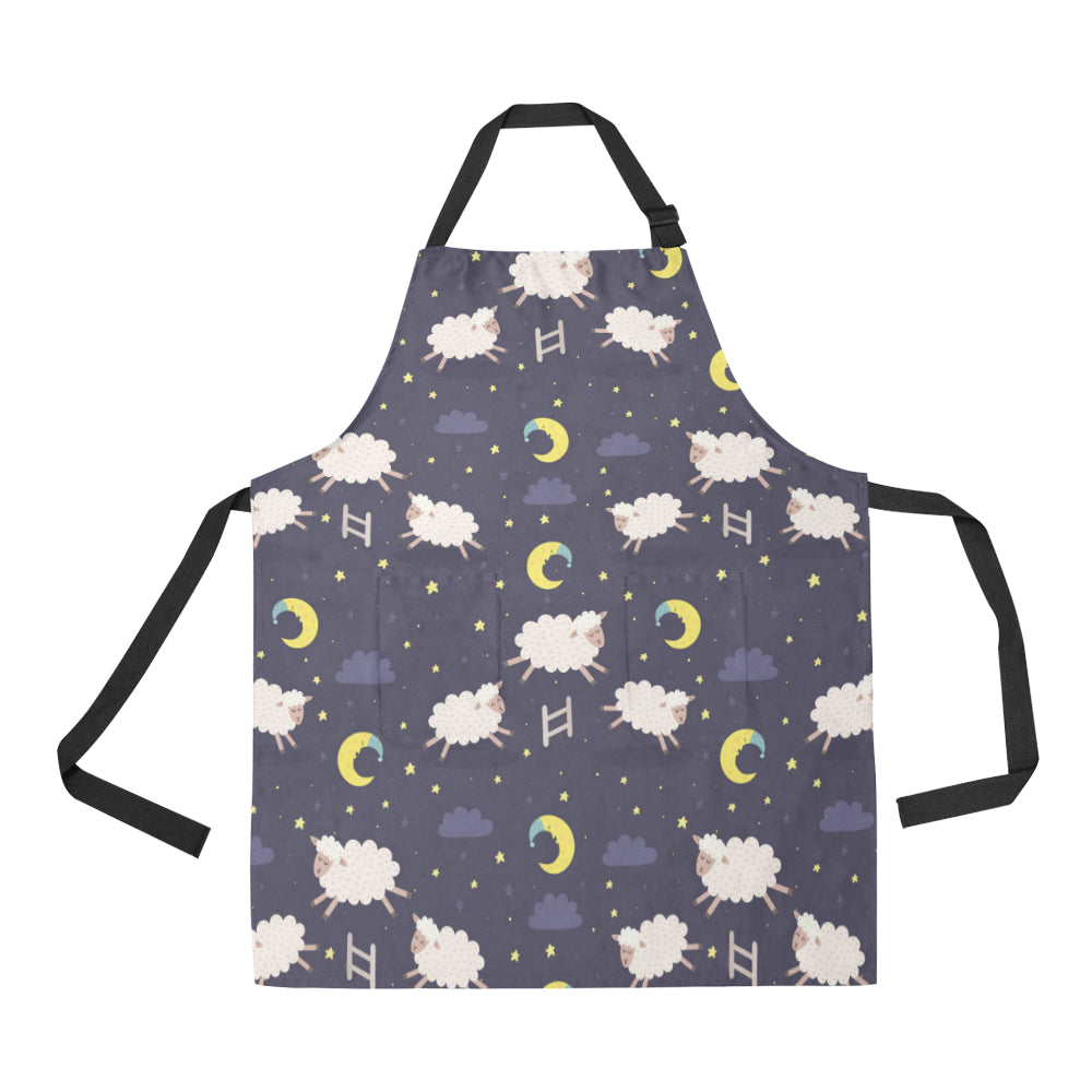 Sheep Night Pattern Print Design 02 Apron with Pocket