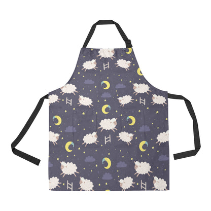 Sheep Night Pattern Print Design 02 Apron with Pocket