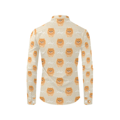 Pomeranians Pattern Print Design A04 Men's Long Sleeve Shirt