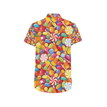 Candy Pattern Print Design 02 Men's Short Sleeve Button Up Shirt