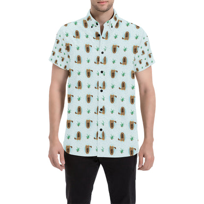 Platypus Pattern Print Design A04 Men's Short Sleeve Button Up Shirt