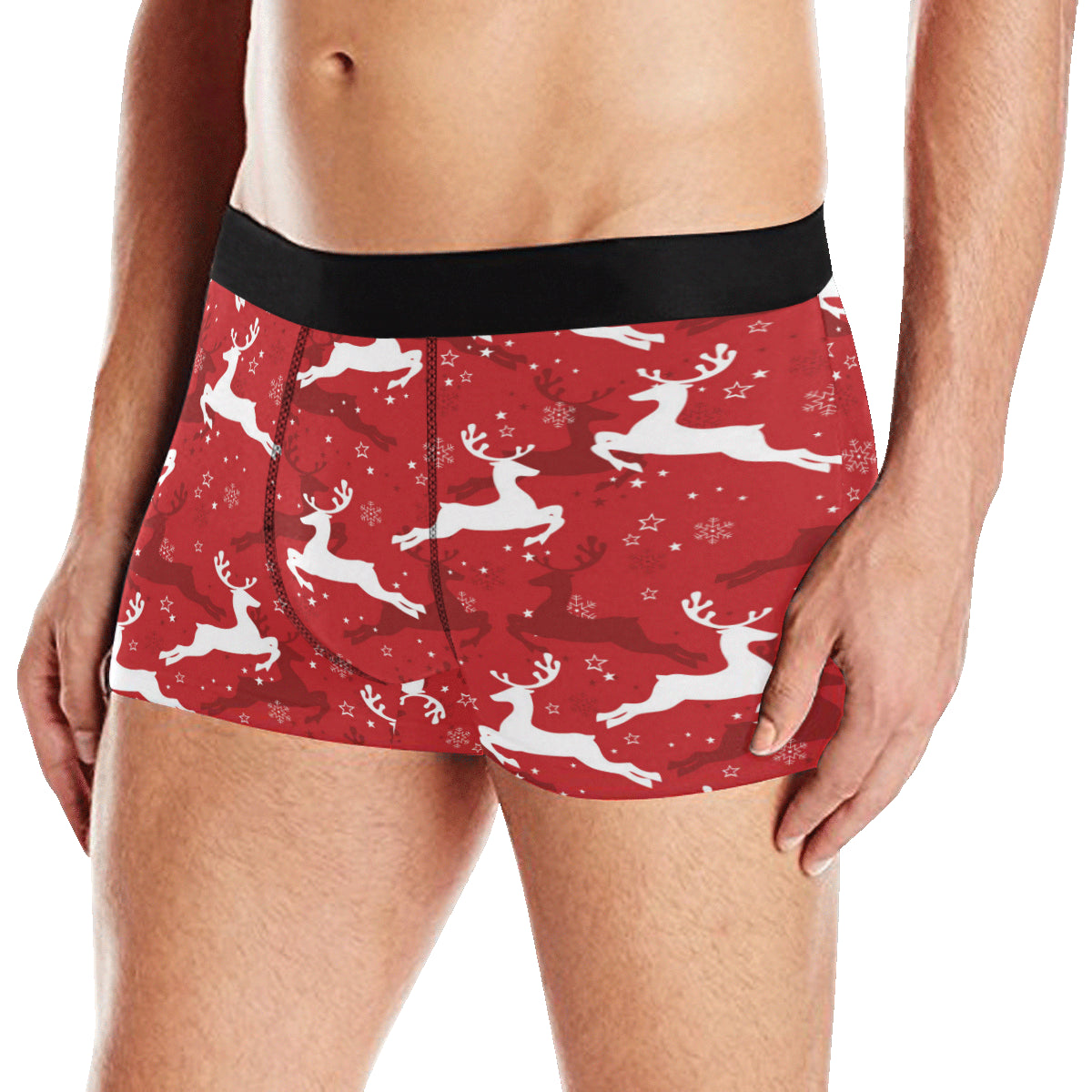 Reindeer Red Pattern Print Design 01 Men's Boxer Briefs