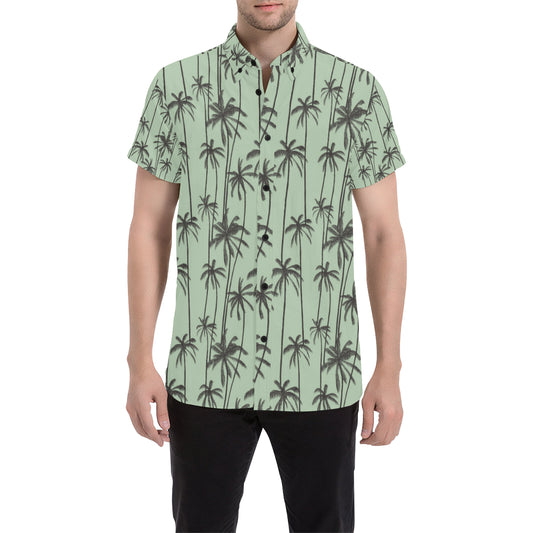 Palm Tree Pattern Print Design A04 Men's Short Sleeve Button Up Shirt