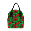 Red Hibiscus Embroidered Pattern Print Design HB03 Insulated Lunch Bag