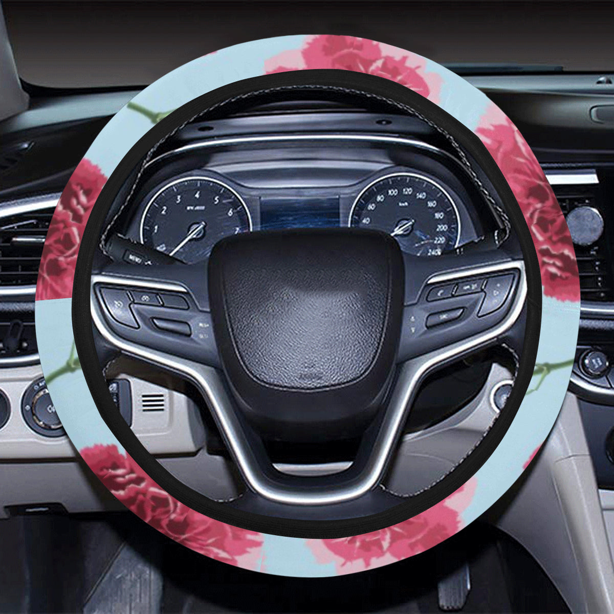 Carnations Pattern Print Design CN01 Steering Wheel Cover with Elastic Edge