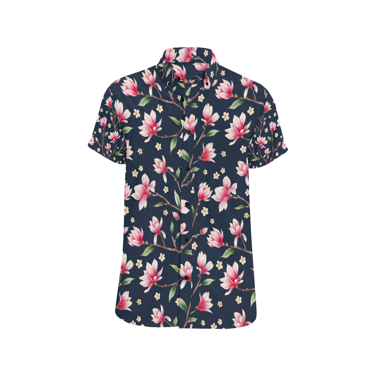 Magnolia Pattern Print Design MAG09 Men's Short Sleeve Button Up Shirt