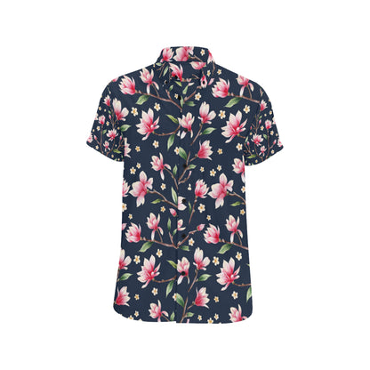 Magnolia Pattern Print Design MAG09 Men's Short Sleeve Button Up Shirt