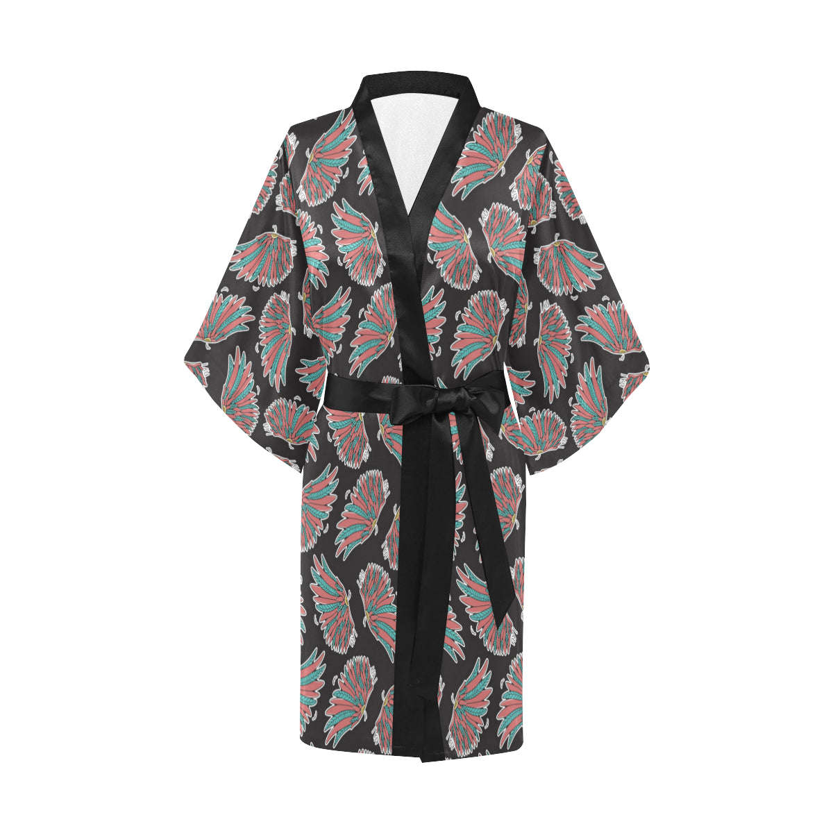 Angel Wings Pattern Print Design 05 Women's Short Kimono