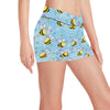 Bee Pattern Print Design BEE03 Yoga Shorts