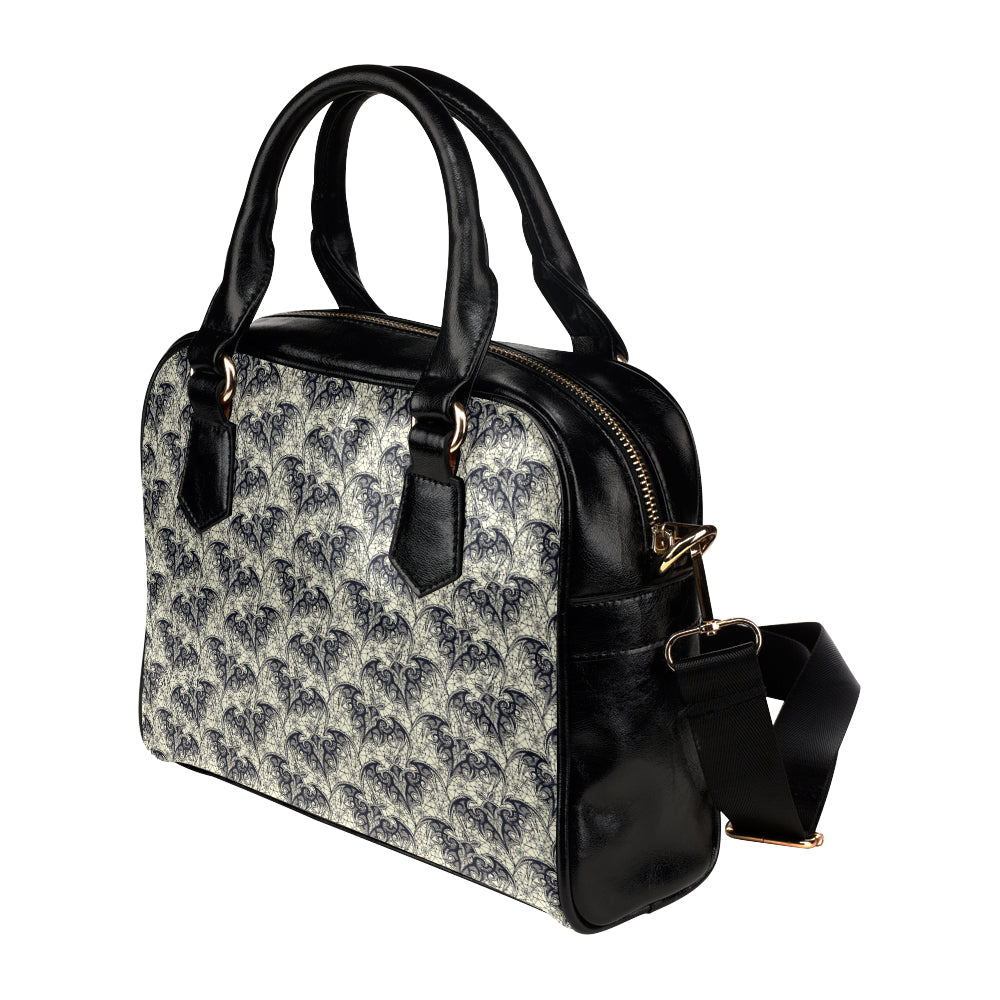 Bat Tribal Pattern Print Design 06 Shoulder Handbag