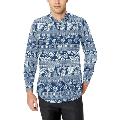 Hawaiian Themed Pattern Print Design H020 Men's Long Sleeve Shirt