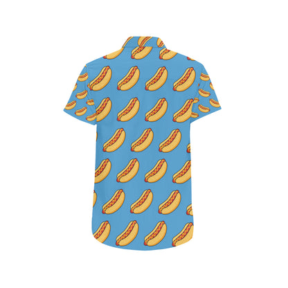 Hot Dog Pattern Print Design 02 Men's Short Sleeve Button Up Shirt