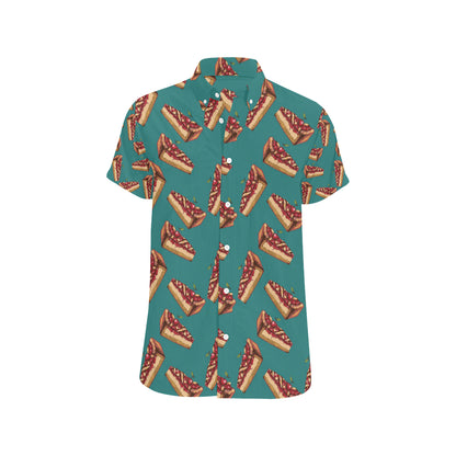 Cheesecake Cherry Pattern Print Design CK03 Men's Short Sleeve Button Up Shirt
