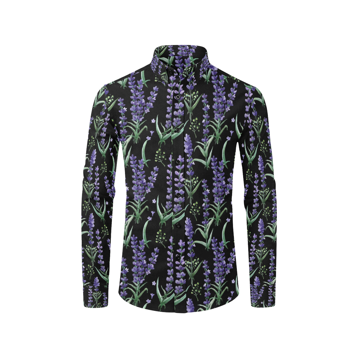 Lavender Pattern Print Design LV01 Men's Long Sleeve Shirt