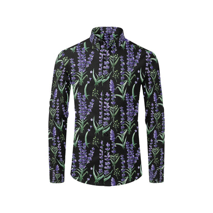 Lavender Pattern Print Design LV01 Men's Long Sleeve Shirt