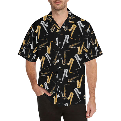 Saxophone Pattern Print Design 01 Men's Hawaiian Shirt