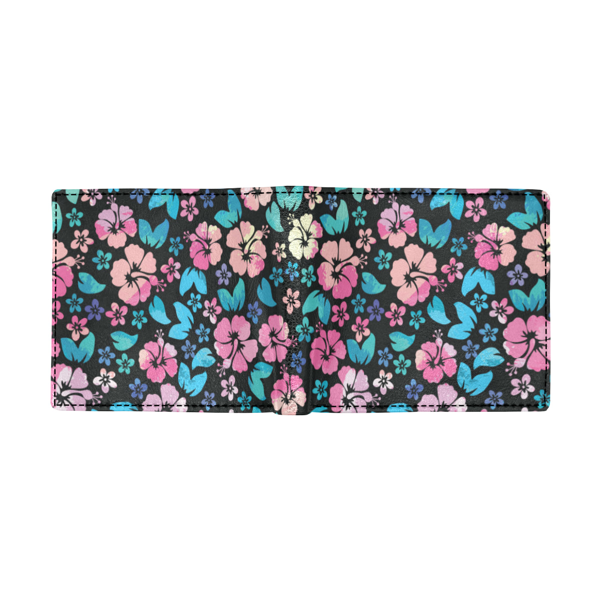 Pink Hibiscus Hawaiian Flower Men's ID Card Wallet