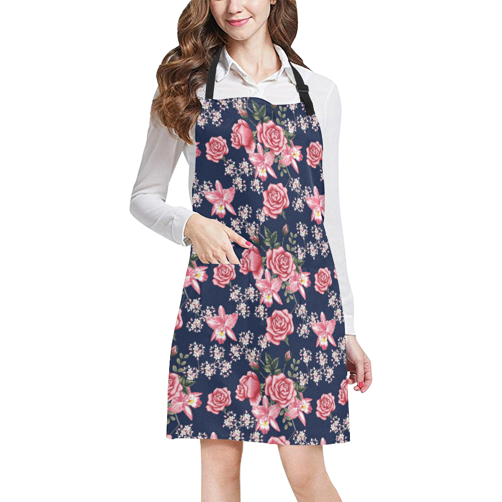 Rose Pattern Print Design A05 Apron with Pocket