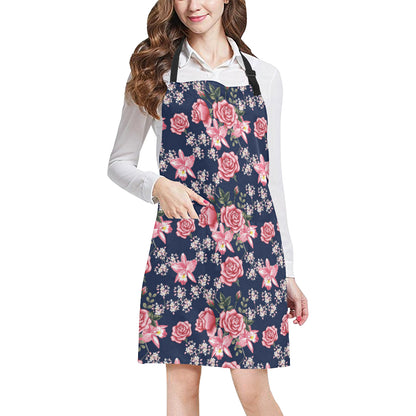 Rose Pattern Print Design A05 Apron with Pocket