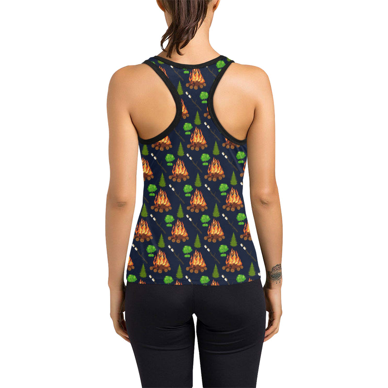 Camfire marshmallow Camping Design Print Women's Racerback Tank Top