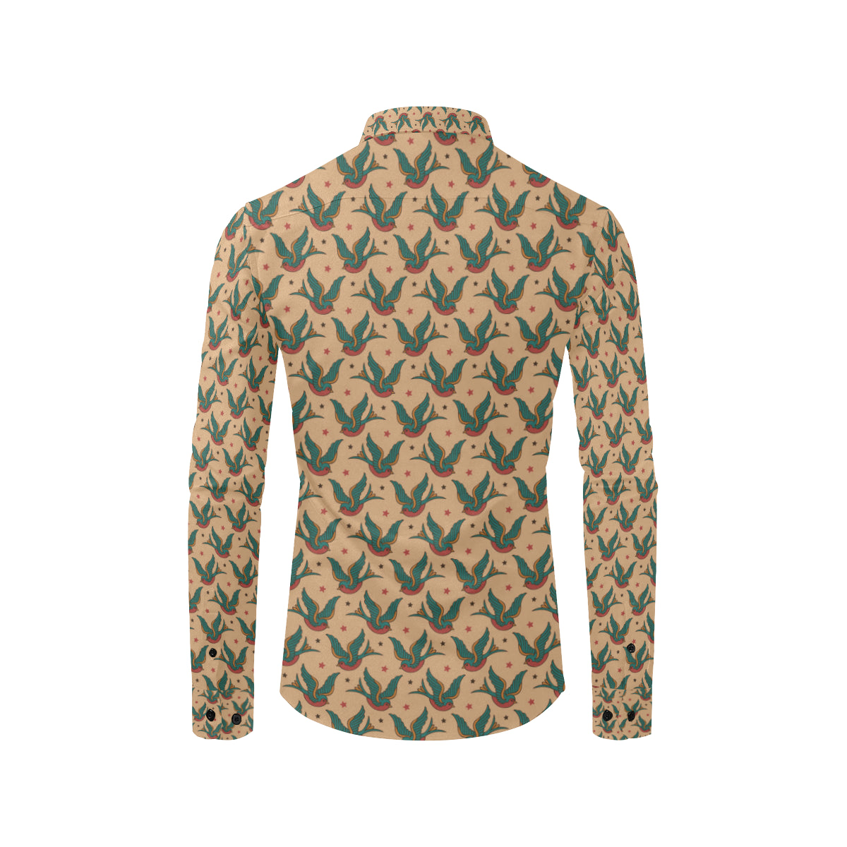 Old School Tattoo Swallow Design Men's Long Sleeve Shirt