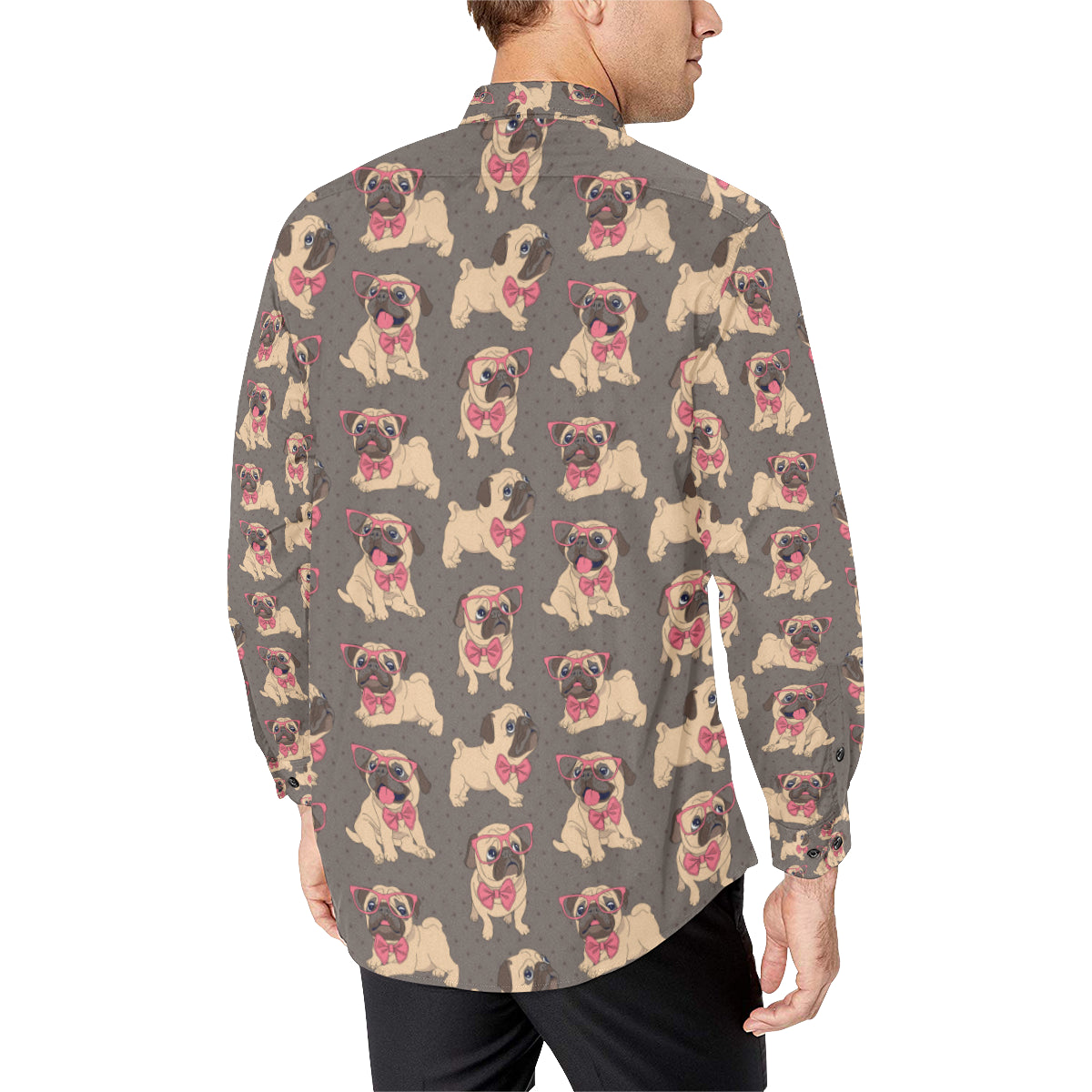 Pug Pattern Print Design A05 Men's Long Sleeve Shirt