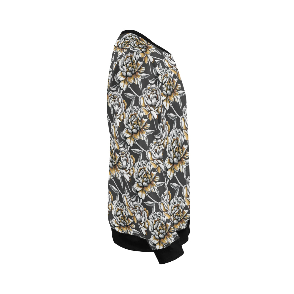 Peony Pattern Print Design PE06 Men Long Sleeve Sweatshirt