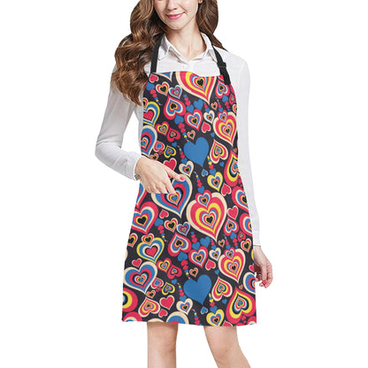 Heart Pattern Print Design HE08 Apron with Pocket