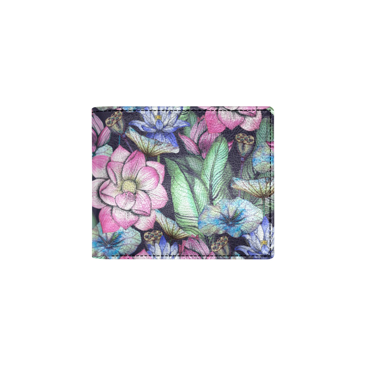 Water Lily Pattern Print Design WL07 Men's ID Card Wallet