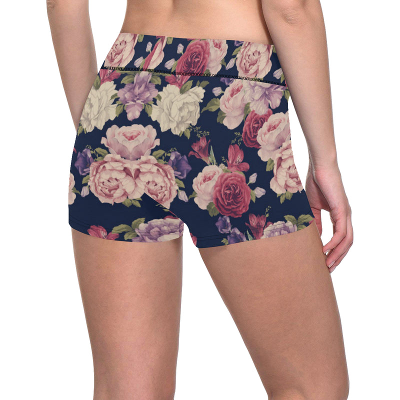 Peony Pattern Print Design PE03 Yoga Shorts