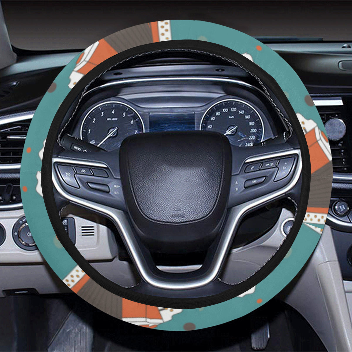 Accordion Pattern Print Design 02 Steering Wheel Cover with Elastic Edge