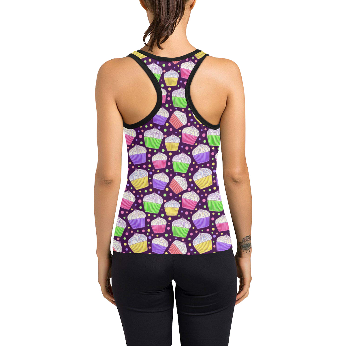 Cupcake Pattern Print Design CP07 Women's Racerback Tank Top