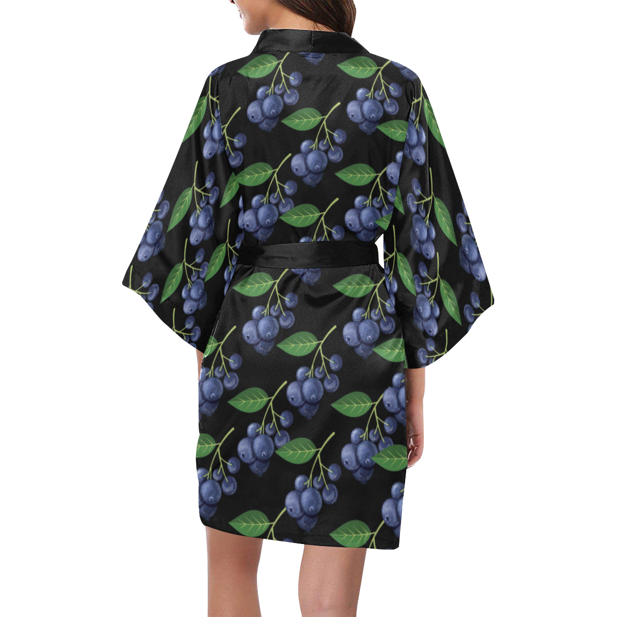 Blueberry Pattern Print Design BB01 Women's Short Kimono