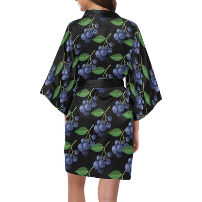 Blueberry Pattern Print Design BB01 Women's Short Kimono