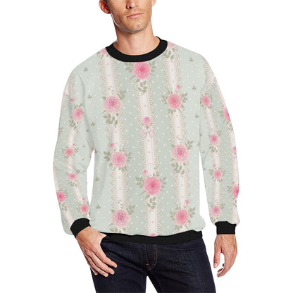 Rose Pattern Print Design RO016 Men Long Sleeve Sweatshirt