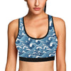 Wave Themed Pattern Print Sports Bra