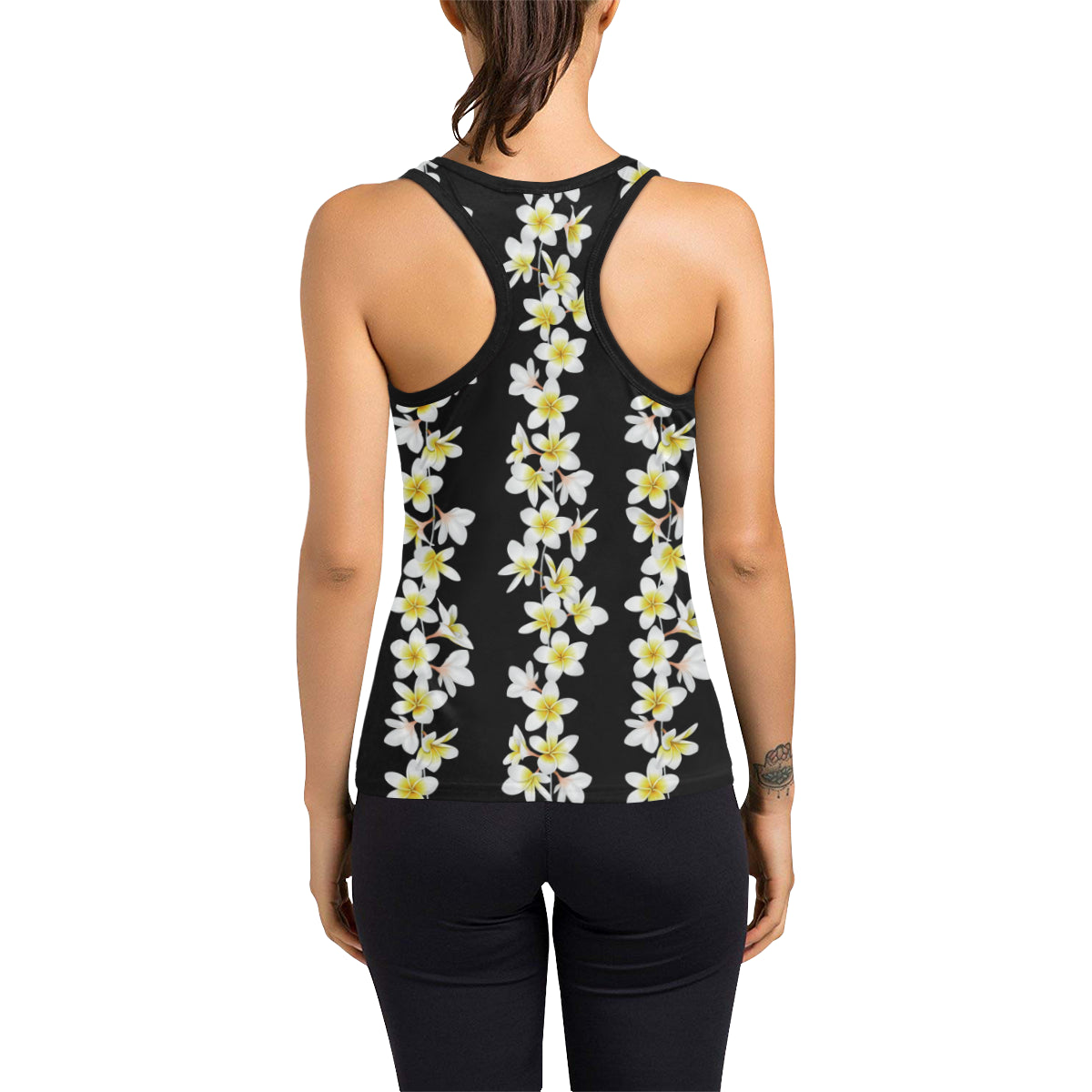 White Plumeria Pattern Print Design PM08 Women's Racerback Tank Top