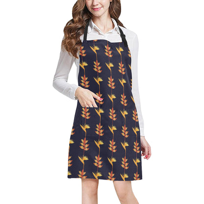 Heliconia Pattern Print Design HL06 Apron with Pocket