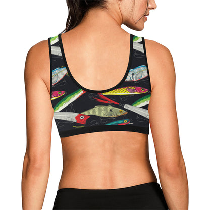 Fishing Bait Print Sports Bra