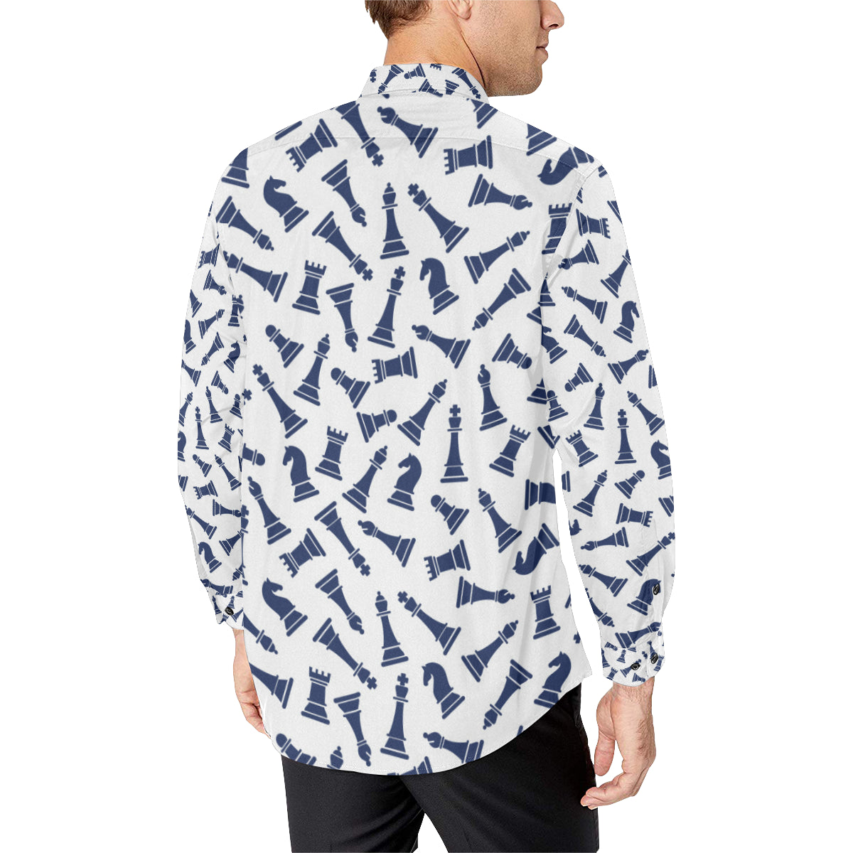 Chess Pattern Print Design 03 Men's Long Sleeve Shirt